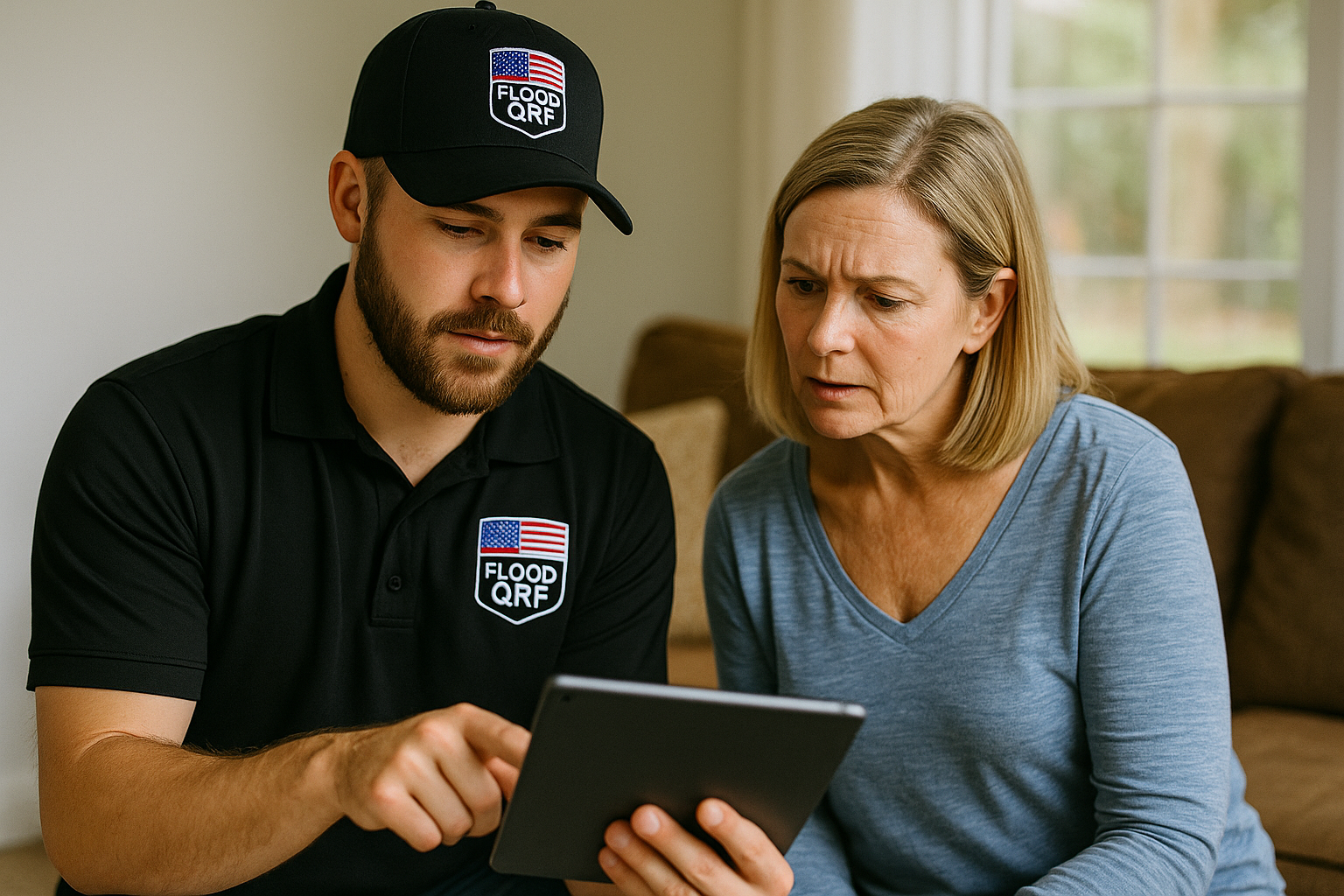 Technician consulting with customer