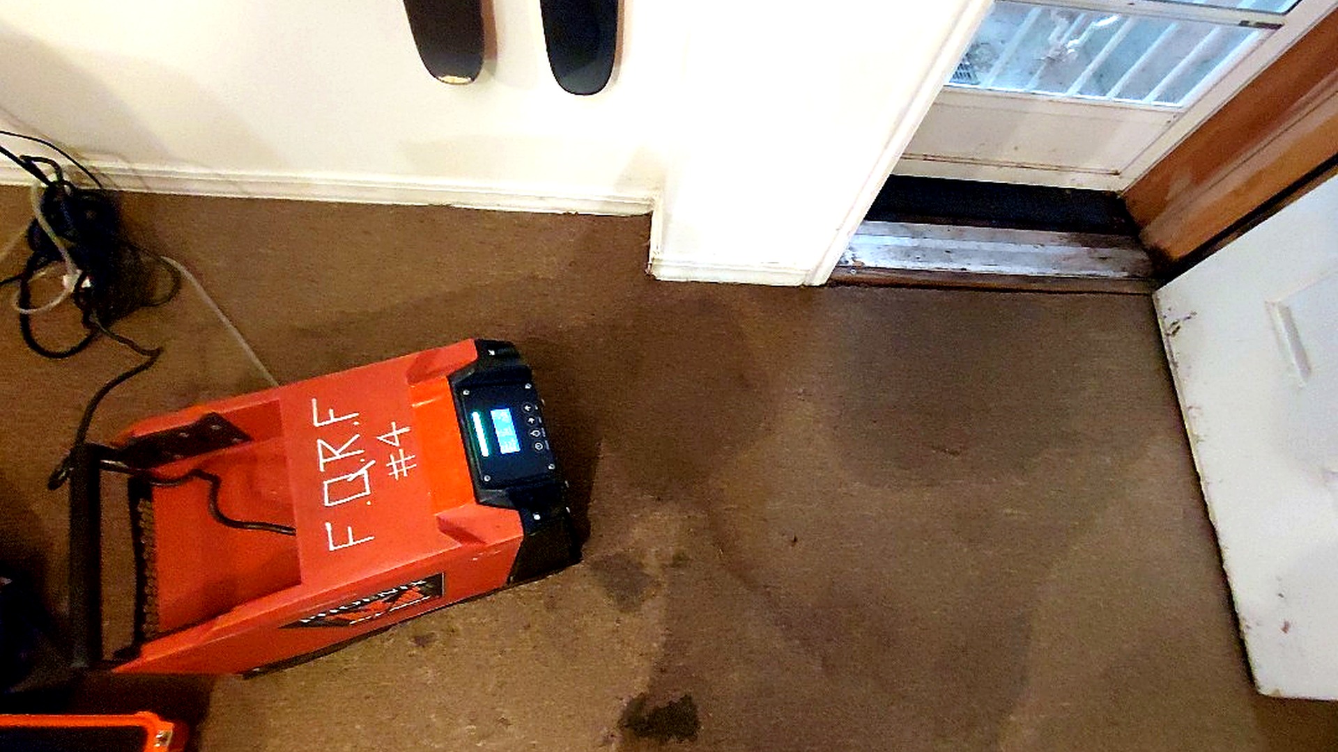 Equipment set — Phoenix dehumidifier (F.Q.R.F #4) on wet carpet