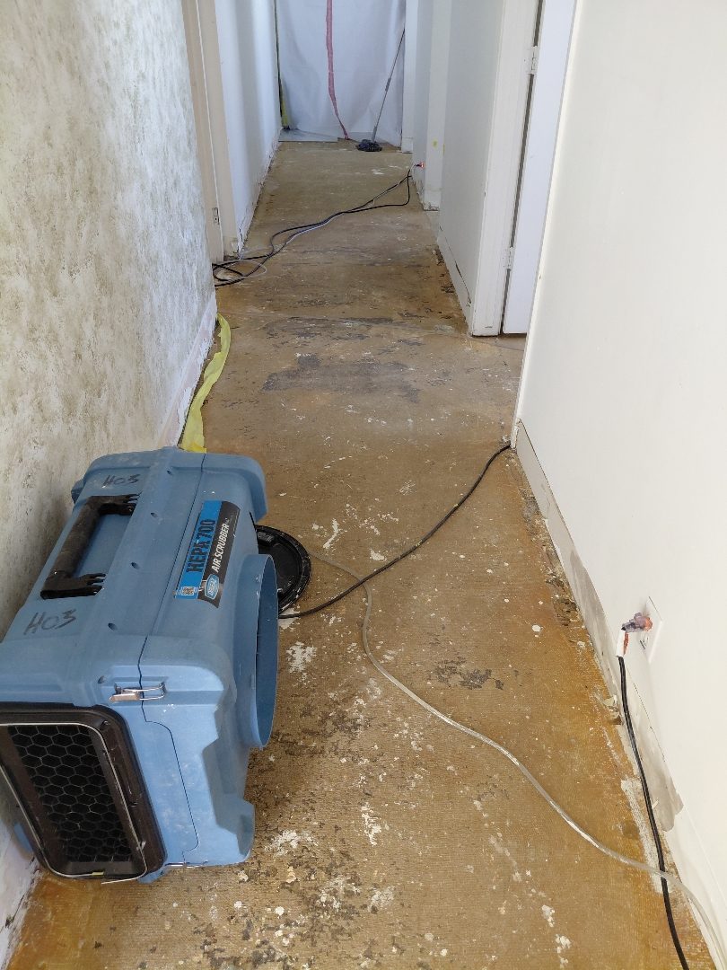 South Ogden Commercial Dry-Out — Demo — tile lifted to expose wet underlayment